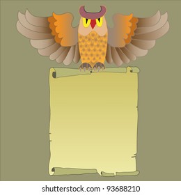 illustration of stylized owl and roll