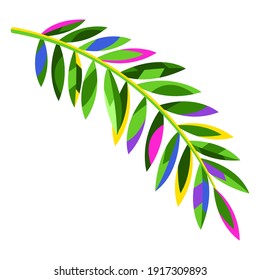 Illustration of stylized palm leaf. Exotic tropical plant.