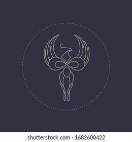 illustration of stylized phoenix in circle