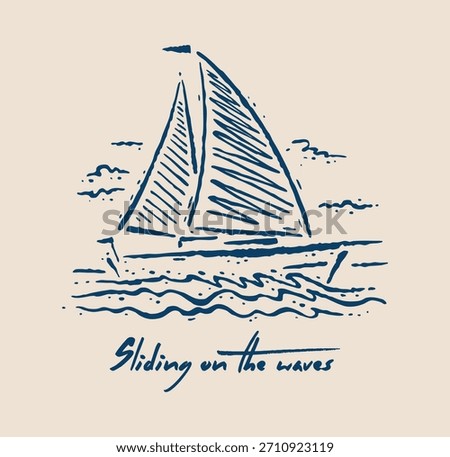 Illustration of a stylized sailboat.