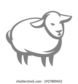 Illustration of stylized sheep. Icon, emblem or label for natural products.