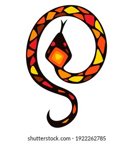 Illustration of stylized snake. African savanna wild animal.