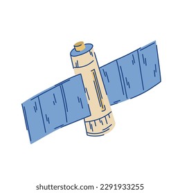 Illustration of a stylized space satellite on a white background