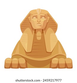 Illustration of a stylized Sphinx statue, vector graphic, on a plain background, concept of ancient Egyptian culture. Vector illustration