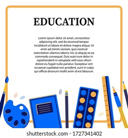 Illustration of stylized symbols school. Back to school concept made in flat style vector. Illustration for poster and header, banner, icons and other flat design web elements.