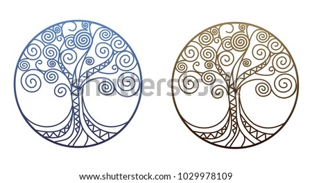 Illustration of a stylized tree in a circle