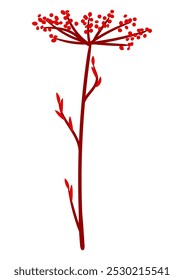 Illustration of stylized twig. Image of dry plant.