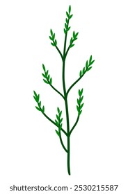 Illustration of stylized twig. Image of dry plant.