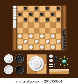 Illustration Of Stylized Wooden Checkers for your game project