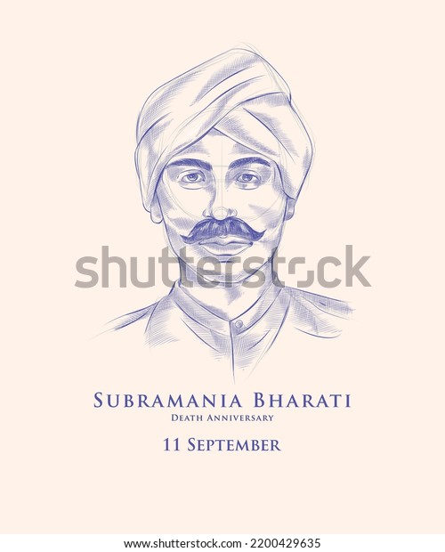 Illustration Subramania Bharati Typography Stock Vector (Royalty Free ...