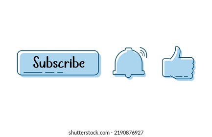 Illustration of Subscribe Button, Like and Notification Bell Icon. Suitable for Vlog Asset