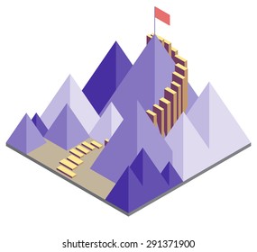 illustration of success moutain concept in isometric graphic