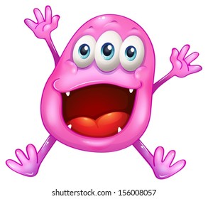 Illustration of a successful beanie monster on a white background