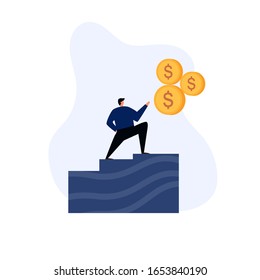 illustration of a successful entrepreneur with a dollar coin