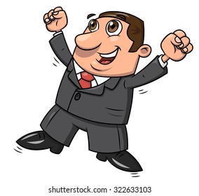 Illustration of the successful happy businessman jumping up for joy