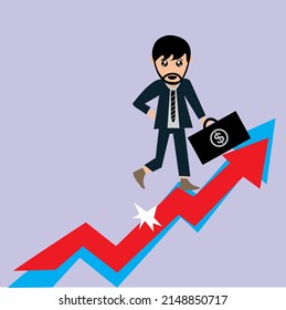 Illustration of a successful person holding a bag containing a lot of money.