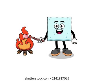 Illustration Of Sugar Cube Burning A Marshmallow , Character Design