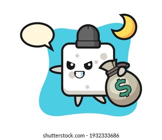 Illustration of sugar cube cartoon is stolen the money