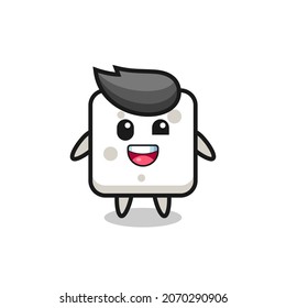 ilustración de un personaje de un cubo de azúcar con poses incómodas, diseño de estilo lindo para camiseta, pegatina, elemento logotipo
