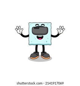 Ilustración de cubo de azúcar con auriculares vr, diseño de caracteres
