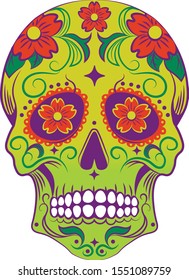 Illustration of sugar skull. Dia de Muertos. Mexican calavera for Day of dead.