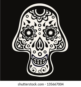 Illustration of sugar skull for mexican day of the dead