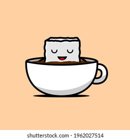 illustration of sugar soaking in coffee drink vector design