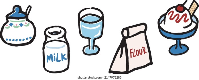 illustration suger milk water