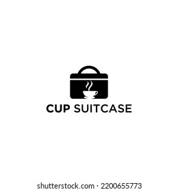 ilustración maletín de café taza vectorial plantilla de logotipo. Aplicaciones Icono de maleta de café de café.