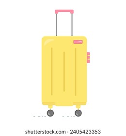  Illustration of a suitcase on wheels. Illustration in flat style on white background. Vector