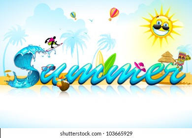 illustration of summer background with sea beach element