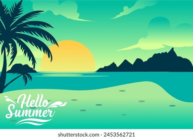 illustration summer background vector free