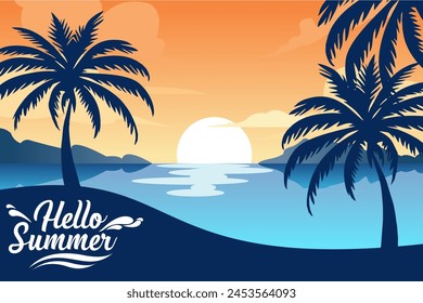 illustration summer background vector free