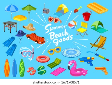 Illustration von sommerlichen Strandartikeln,