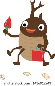 illustration for summer, beetles are enjoying shellfish.