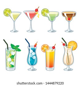 Illustration Of Summer Cocktail Drink Set