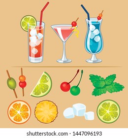 Illustration of summer drink set