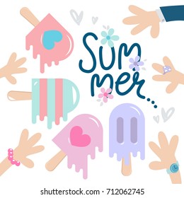 Illustration of summer, Excellent ice cream bar for all ages isolated on white background vector.