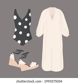 illustration of summer fashion items