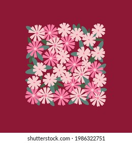 illustration with summer flowers, vector design for paper, fabric and other surface