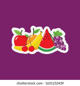 illustration of summer fresh fruit sticker set in vector design