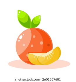 Illustration summer fruit, fresh tropical fruits, delicious summer fruits, fresh orange