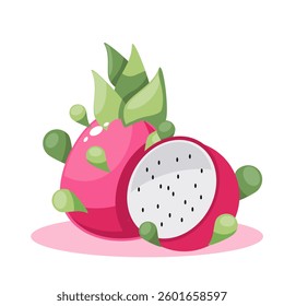 Illustration summer fruit, fresh tropical fruits, delicious summer fruits, fresh dragonfruits