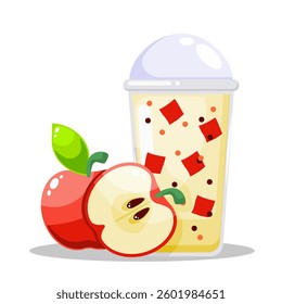 Illustration summer fruit, fresh tropical fruits, delicious summer fruits, fresh apple juice