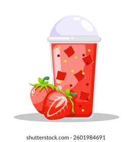 Illustration summer fruit, fresh tropical fruits, delicious summer fruits, fresh strawberry juice