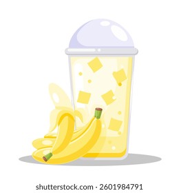 Illustration summer fruit, fresh tropical fruits, delicious summer fruits, fresh banana juice