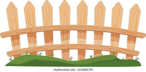 illustration of a summer garden fence or a fence with a vegetable garden in a simple style