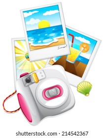 Illustration of a summer get-away remembrance on a white background