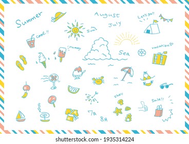 illustration of summer item icons