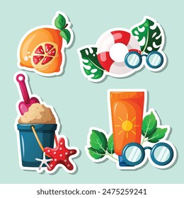 illustration of summer label collection